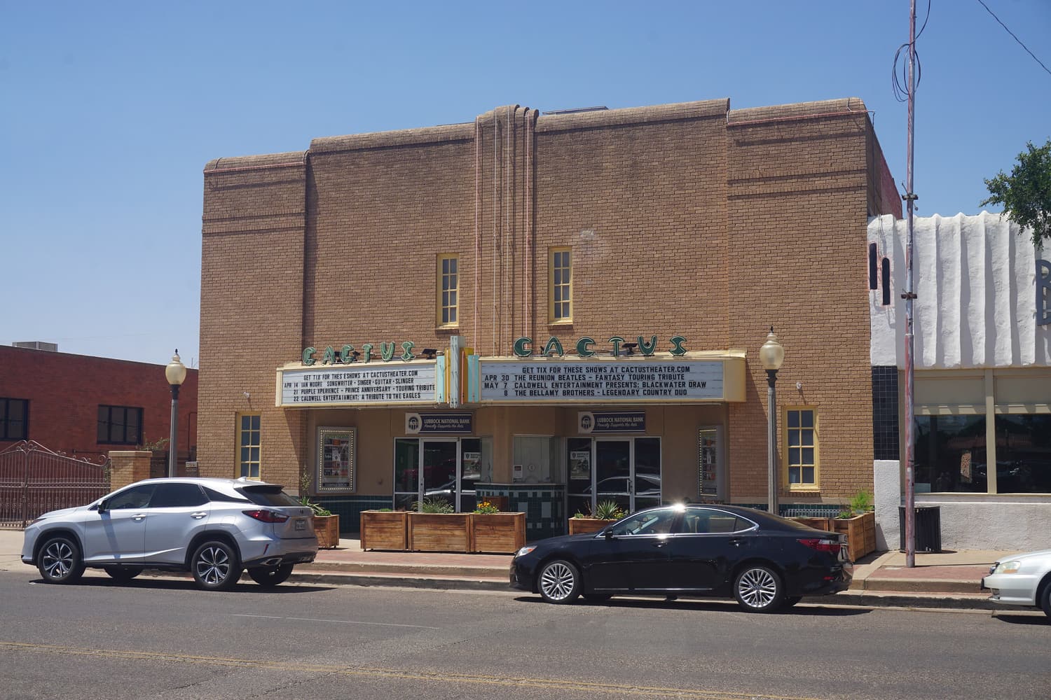 The Art Deco Cactus Theater on Buddy Holly Avenue in Lubbock’s Depot District