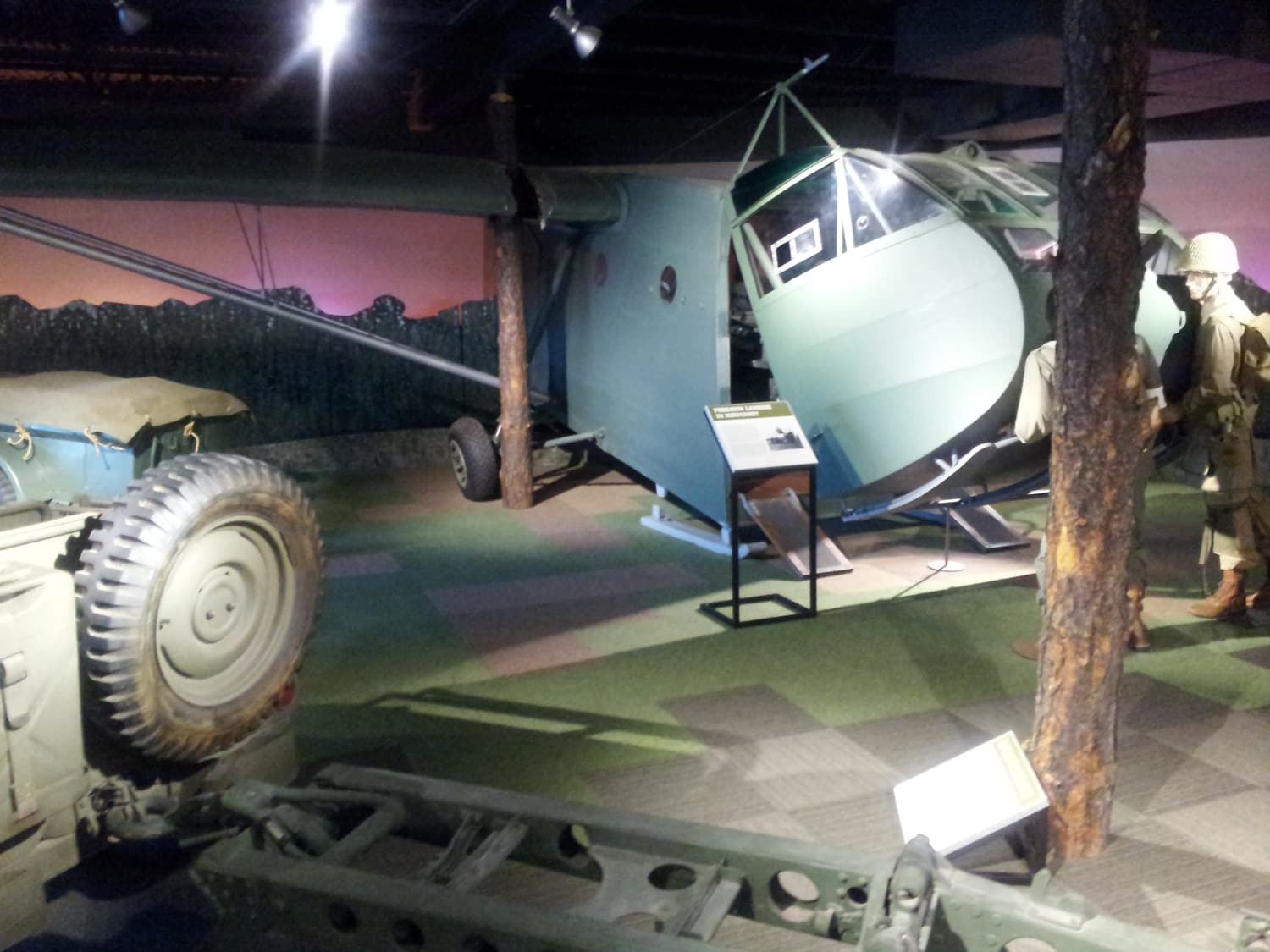 A restored World War II Waco CG-4A glider on display at the Silent Wings Museum